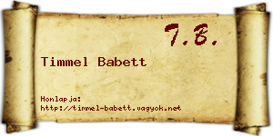 Timmel Babett névjegykártya